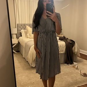 Showpo Black & White Stripped Sun Dress